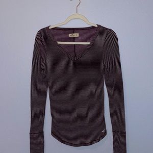 Maroon and white striped long sleeve